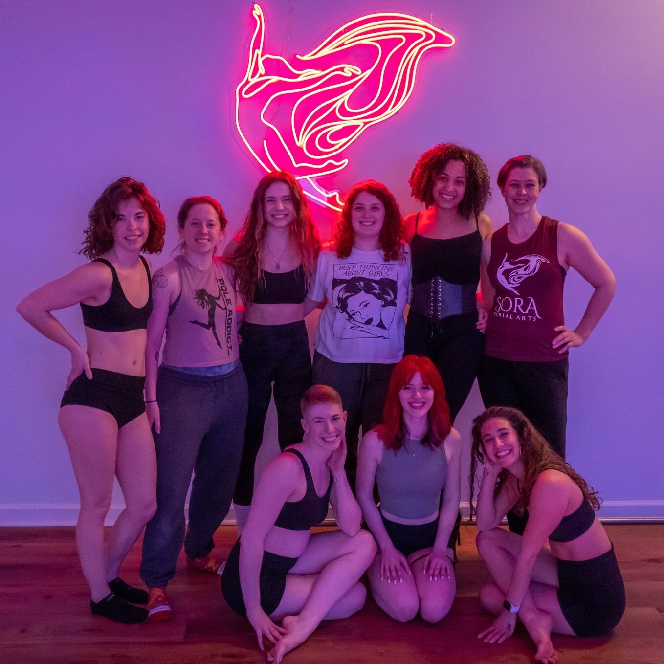 Female quartet launch pole and aerial fitness studio, Lifestyle